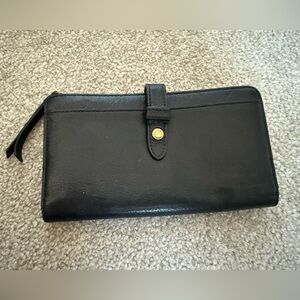 Fossil Fiona Tab Clutch Black Leather Wallet